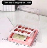 Acrylic Nail Display Box Double Layer Press on Nails Packaging Box Transparent Lid Nail Tips Storage Case False Nail Holder